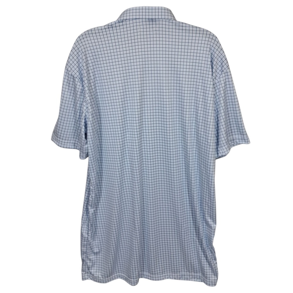 Collars & Co Men Polo Shirt Large Tall Blue Tattersall Semi Spread Collar Office - Picture 3 of 16